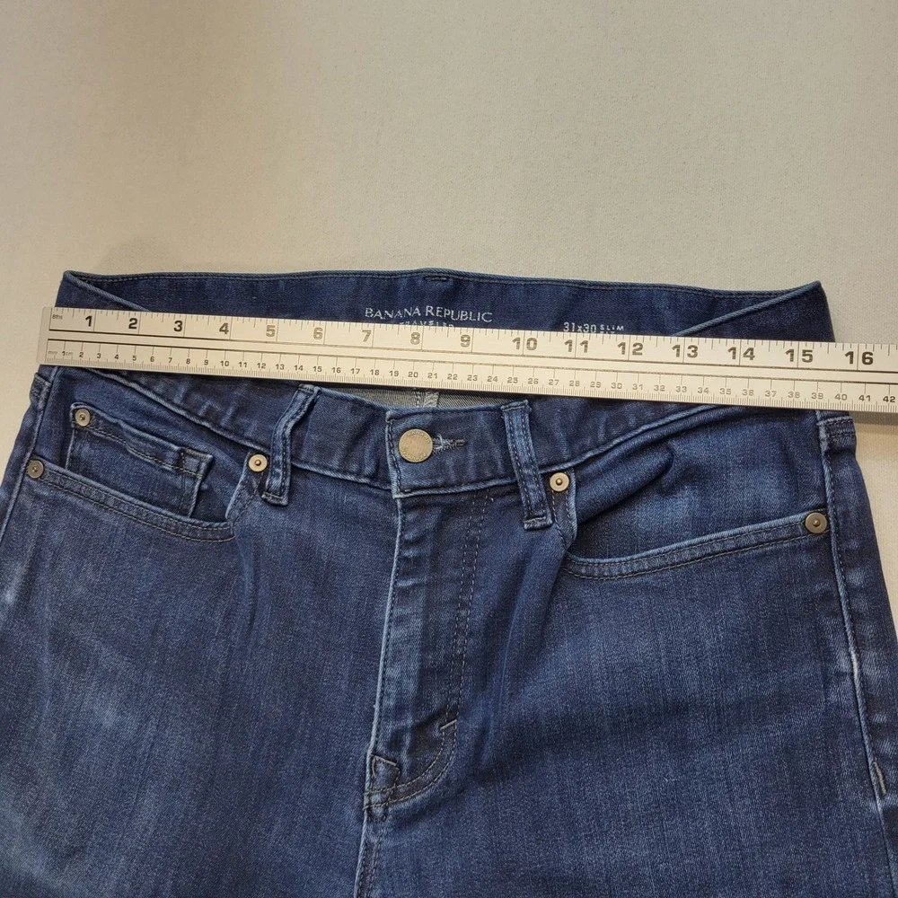 Banana Republic Traveler Jeans Mens 31x30 Blue Slim Fit Dark Wash Denim